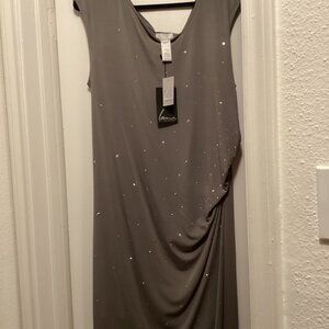 Lane Bryant Sleeveless Sequin Embellished Knee Length Dress with Shirred Detail